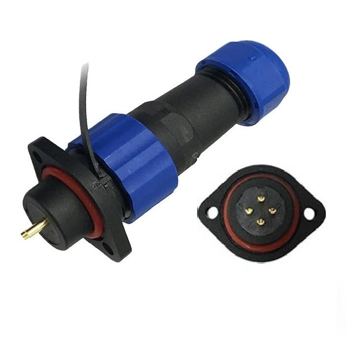 Male + chassis connector - 24V - waterdichte kabelverbinder - 4 aderig - IP68 Male + chassis connector - 24V - waterdichte kabelverbinder - 4 aderig - IP68